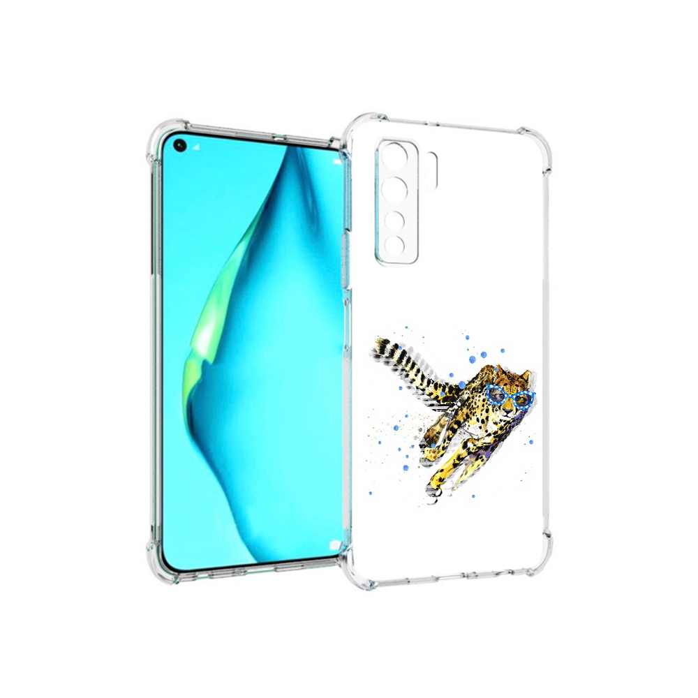 

Чехол MyPads Tocco для Huawei Nova 7 SE гепард в очках, Прозрачный, Tocco