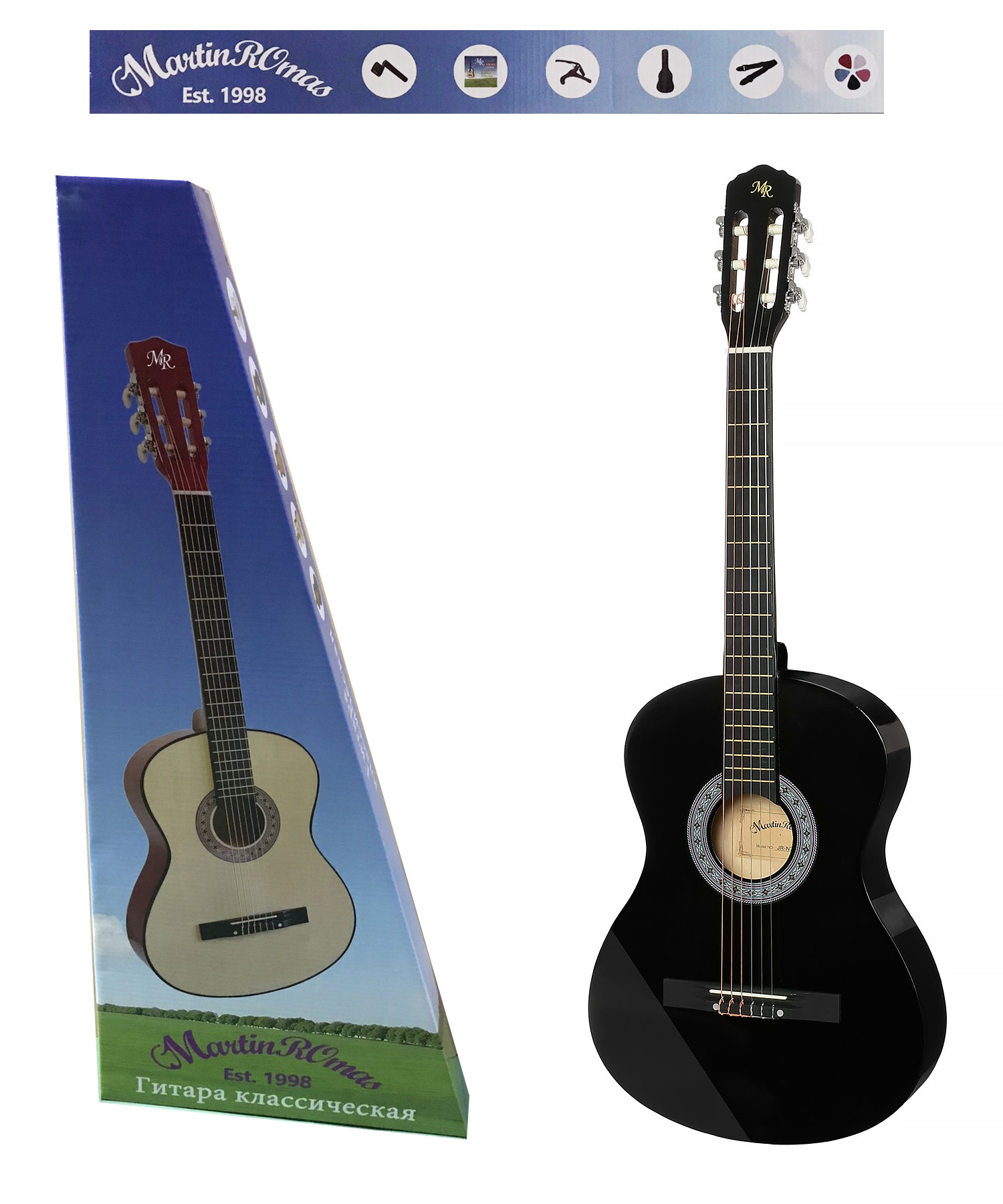 Классическая гитара с аксессуарами (набор) MARTIN ROMAS PACK JR-340BK