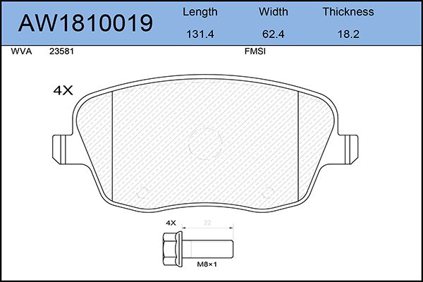 Колодки Тормозные Передние Aw1810019 Skoda Fabia 12-19d 07 Roomster 12-19d 06 1480₽