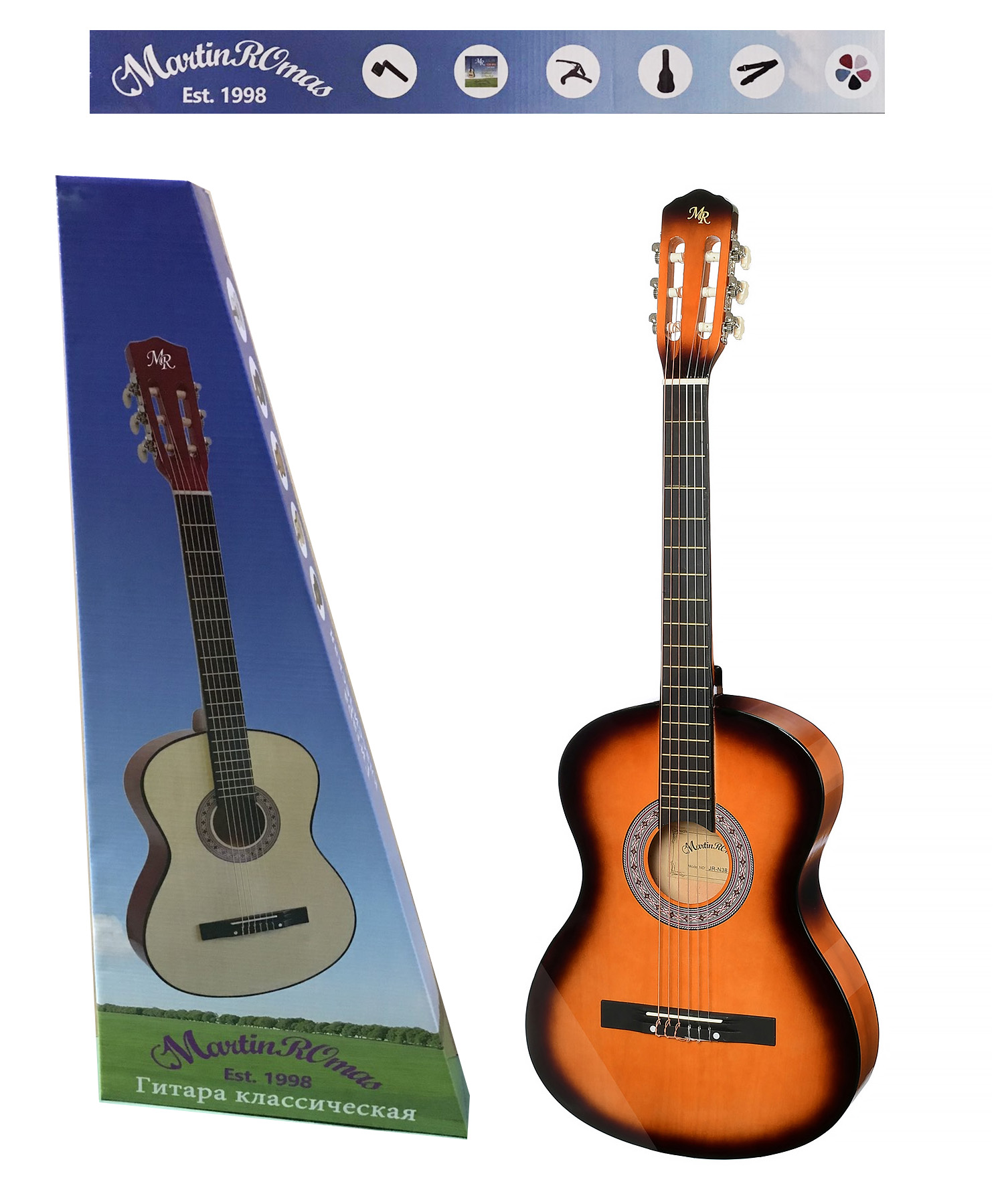 Классическая гитара с аксессуарами (набор) MARTIN ROMAS PACK JR-360 SB
