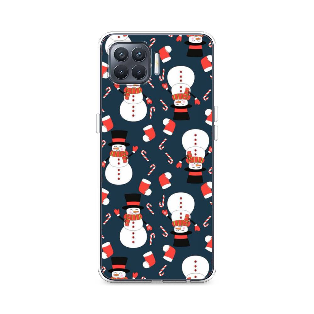 

Чехол для Oppo Reno 4 Lite/A93 "Синие снеговики", Синий;белый;красный, 254550-5