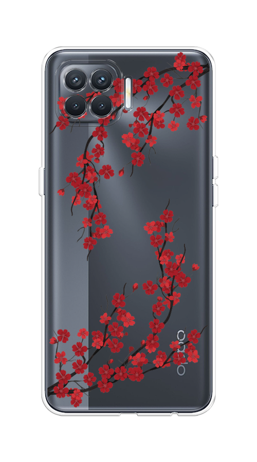 

Чехол на Oppo Reno 4 Lite/A93 "Красная сакура", Красный;черный, 254550-2