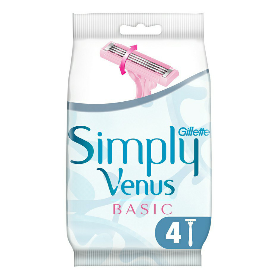 

Бритвенные станки Gillette Simply Venus 3 Basic для женщин одноразовые розовые 4 шт
