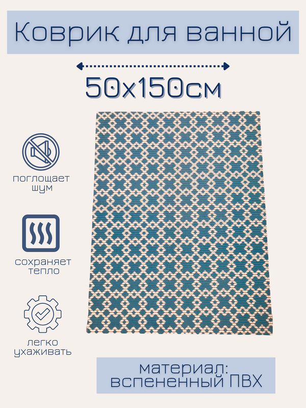 

Напольный коврик Милкитекс комфорт коврик-пена-син-квадромбы-50x150, комфорт