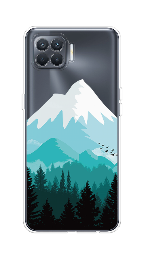 

Чехол на Oppo Reno 4 Lite/A93 "Синяя снежная гора", Белый;голубой, 254550-2