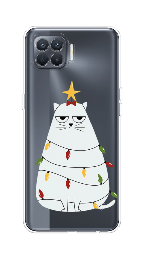 

Чехол на Oppo Reno 4 Lite/A93 "Котик в гирлянде", Белый;красный;желтый, 254550-1