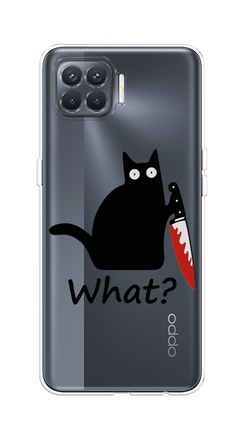 

Чехол на Oppo Reno 4 Lite/A93 "Котик с ножом", Черный;красный, 254550-6