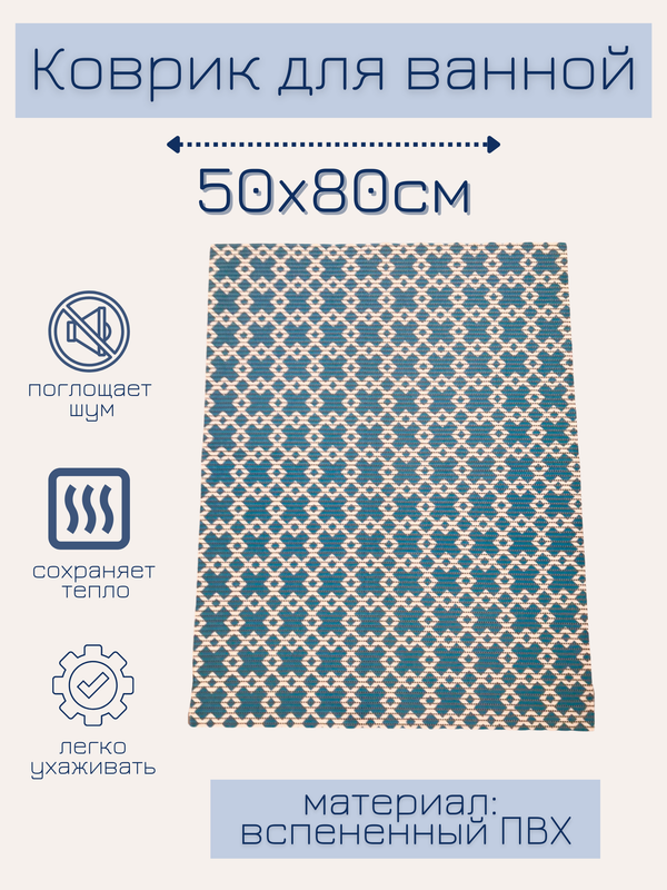 

Напольный коврик Милкитекс комфорт коврик-пена-син-квадромбы-50x80, комфорт