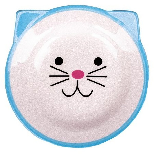 фото Одинарная миска для кошек керамикарт, керамика, белый, голубой, 0.15 л