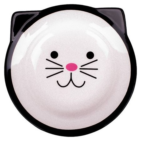 фото Одинарная миска для кошек керамикарт, керамика, белый, серый, 0.15 л