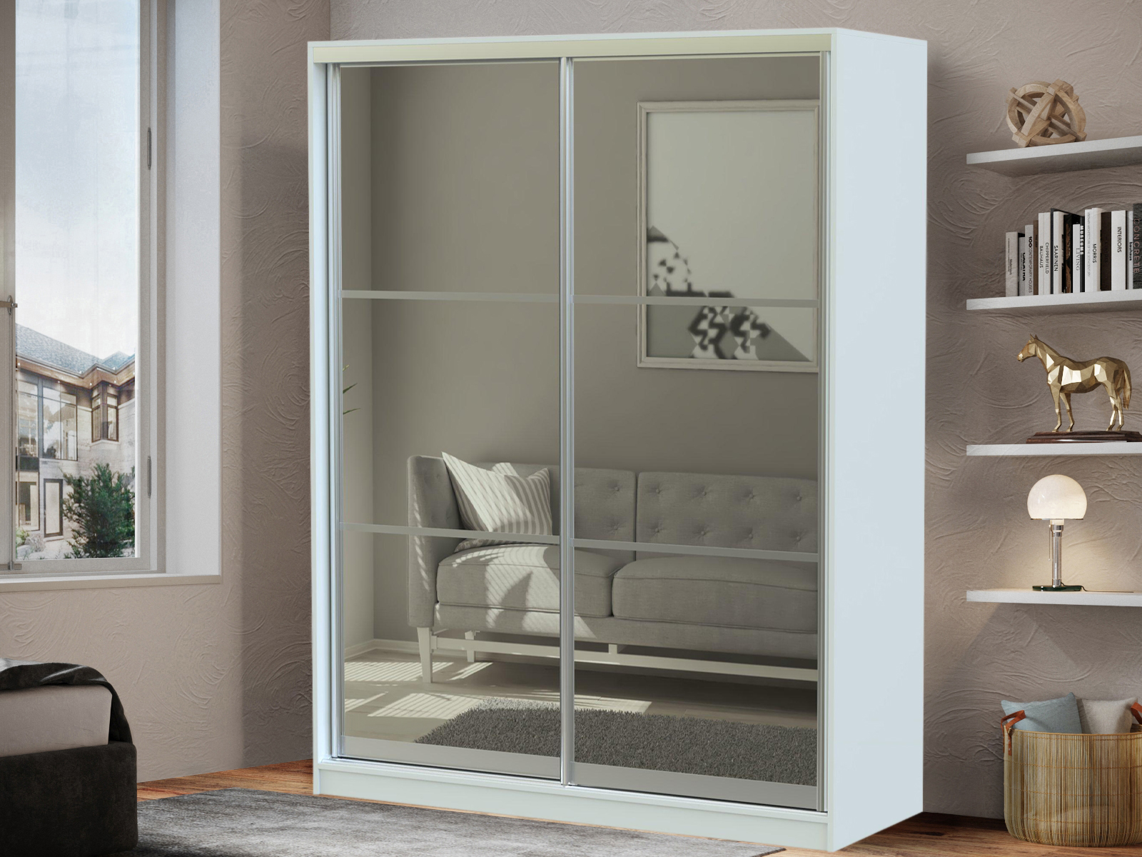 

Шкаф-Купе QualisMebel Эмили 1500х600х2200, Белый, Эмили