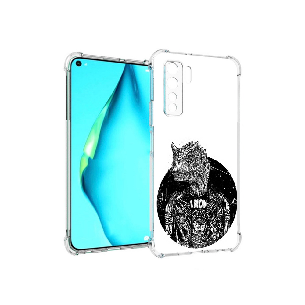 

Чехол MyPads Tocco для Huawei Nova 7 SE динозавр в куртке, Прозрачный, Tocco