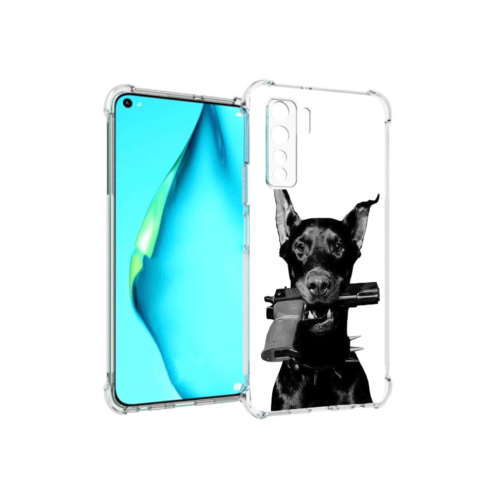 

Чехол MyPads Tocco для Huawei Nova 7 SE доберман с пистолетом, Прозрачный, Tocco