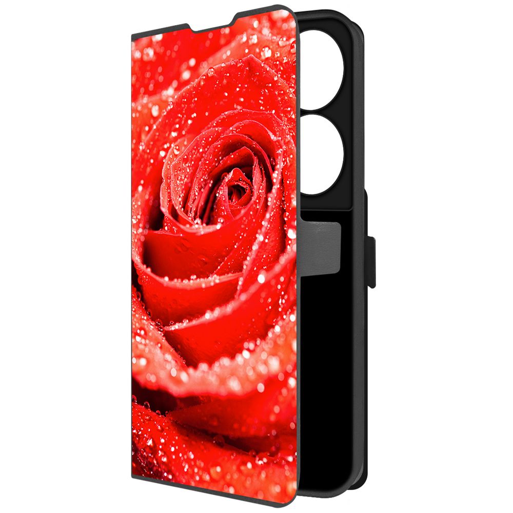 Чехол-книжка Krutoff Eco Book для Honor X7b Роза (черный)