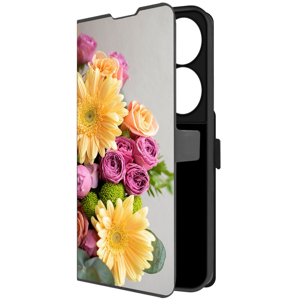 Чехол-книжка Krutoff Eco Book для Honor X7b Букет (черный)