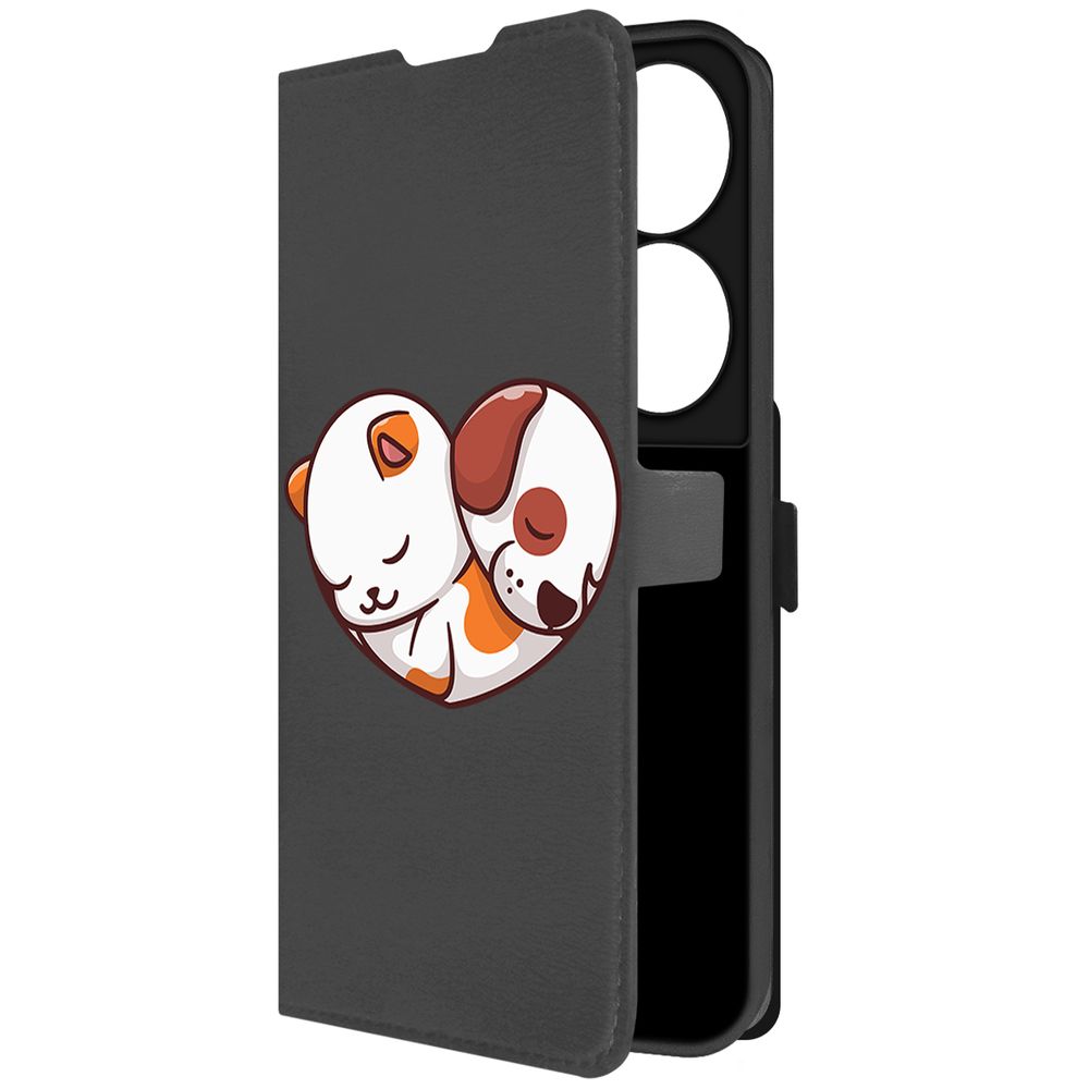 

Чехол-книжка Krutoff Eco Book для Honor X7b Котёнок и Щенок (черный)