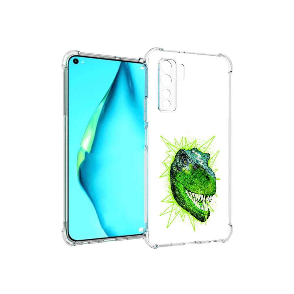 

Чехол MyPads Tocco для Huawei Nova 7 SE зеленый динозавр, Прозрачный, Tocco
