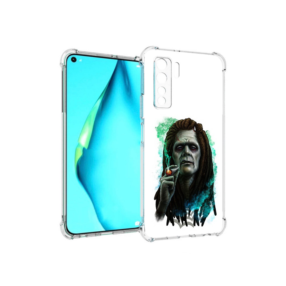 

Чехол MyPads Tocco для Huawei Nova 7 SE зеленый мужчина с сигаретой, Прозрачный, Tocco