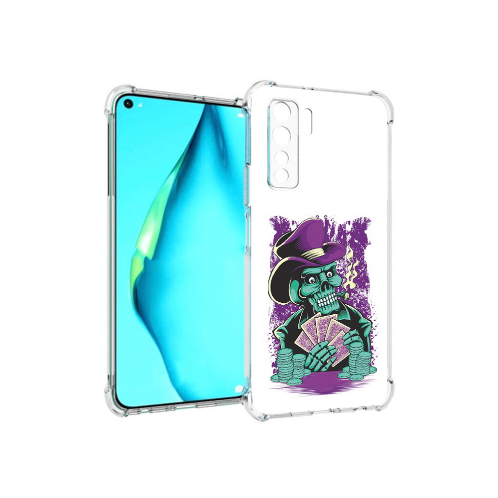 

Чехол MyPads Tocco для Huawei Nova 7 SE зеленый череп с картами, Прозрачный, Tocco