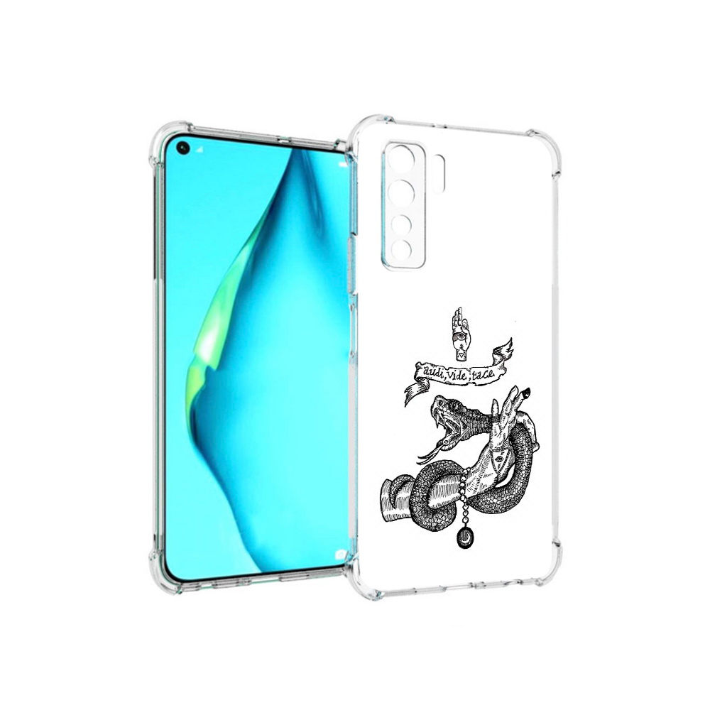 

Чехол MyPads Tocco для Huawei Nova 7 SE змея на руке рисунок, Прозрачный, Tocco