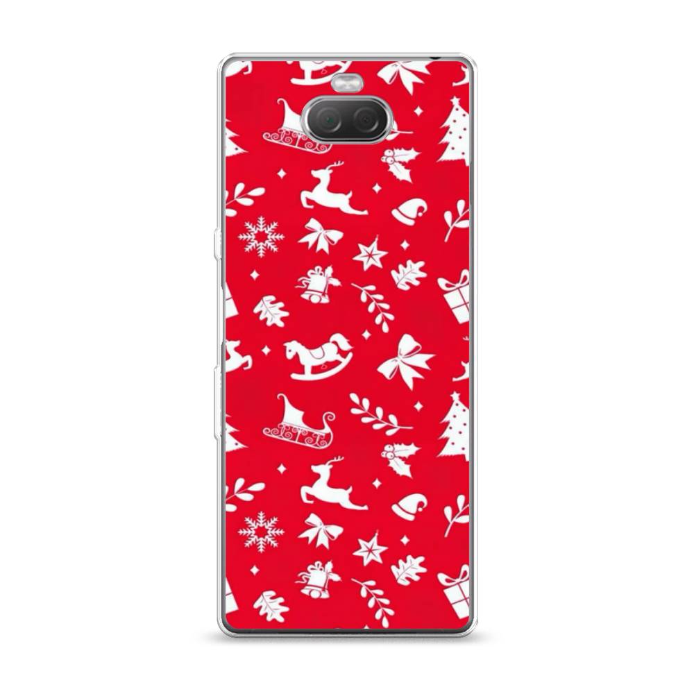 

Чехол на Sony Xperia XA3 "Красный новогодний фон", Красный;белый, 53750-5