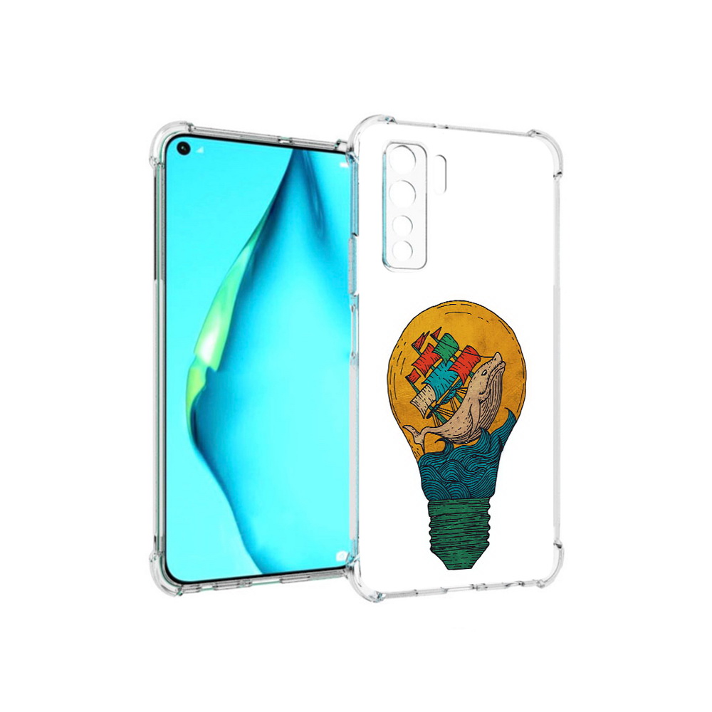 

Чехол MyPads Tocco для Huawei Nova 7 SE кит в лампочке с парусами, Прозрачный, Tocco