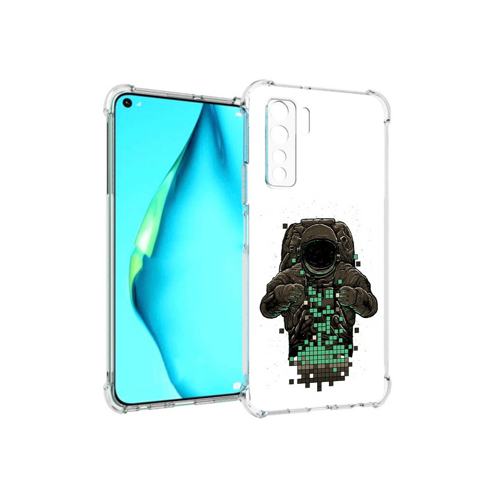 

Чехол MyPads Tocco для Huawei Nova 7 SE космонавт с пикселями, Прозрачный, Tocco