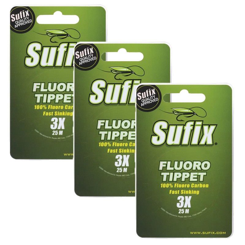 фото Леска флюрокарбоновая sufix fluoro tippet 0,138 мм, 25 м, 1,4 кг, clear, 3 шт