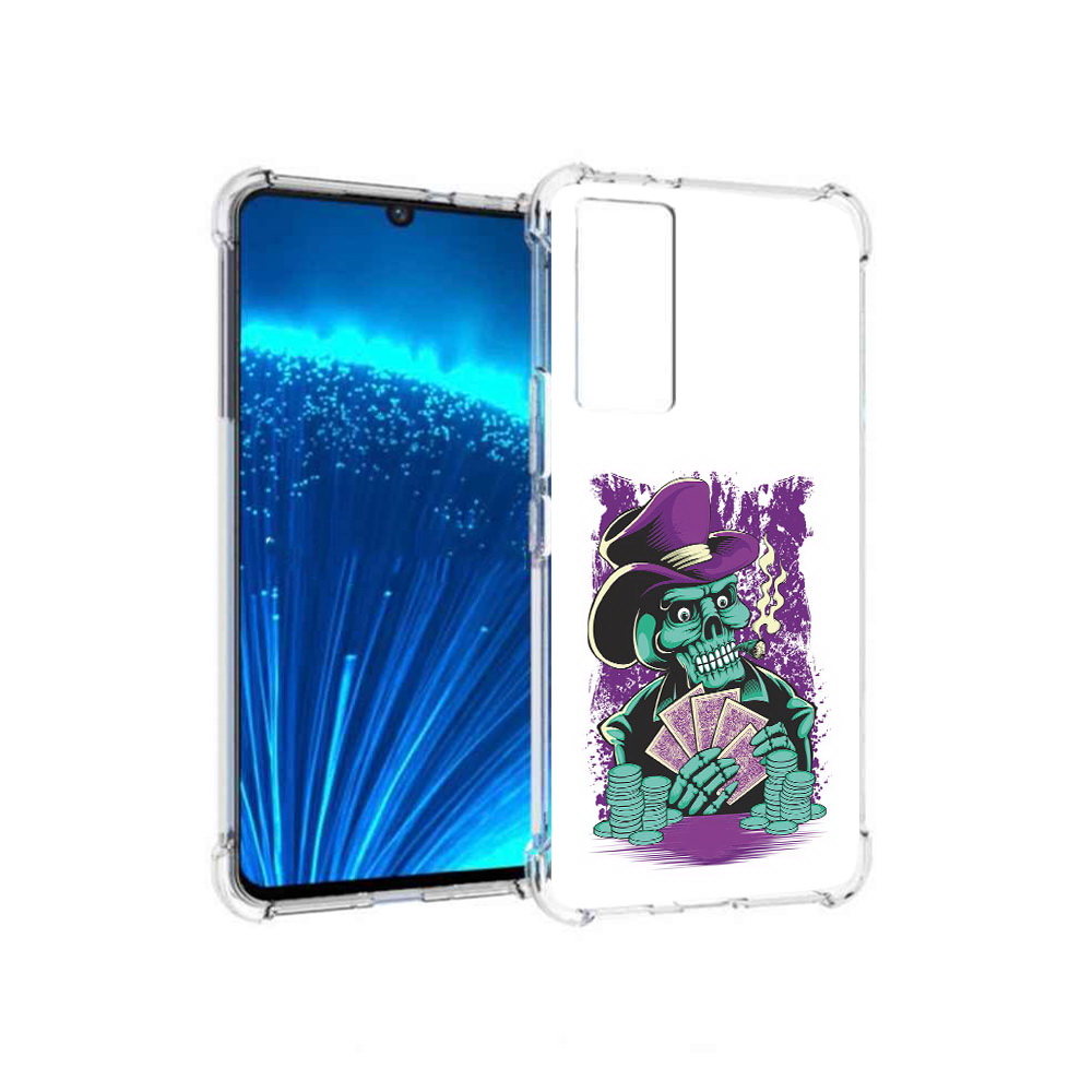 

Чехол MyPads Tocco для Vivo V21E зеленый череп с картами (PT226954.394.361), Прозрачный, Tocco