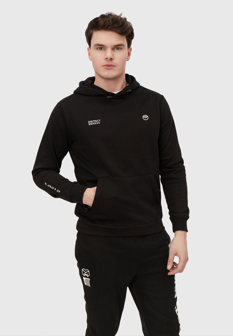 

Худи мужское Modis M221M00101 черное XL, M221M00101