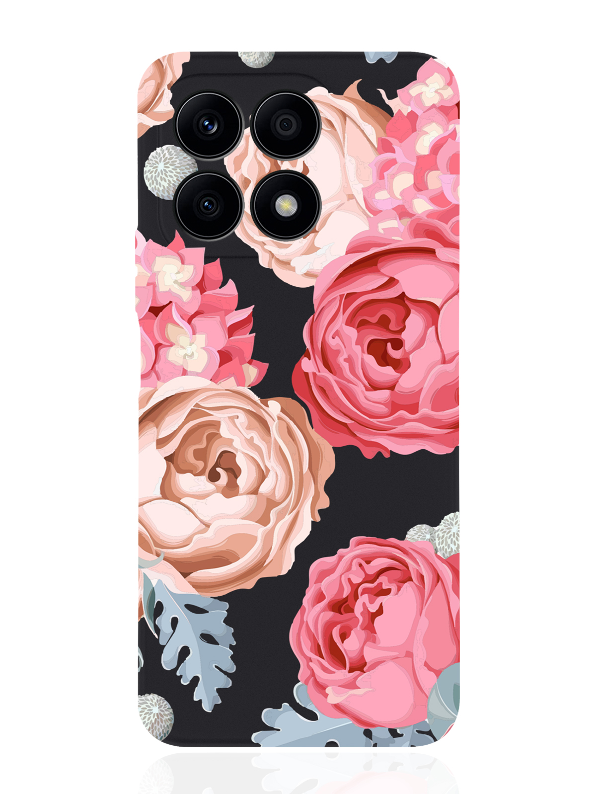 

Чехол MustHaveCase для Honor X8a Пионы черный, Розовый