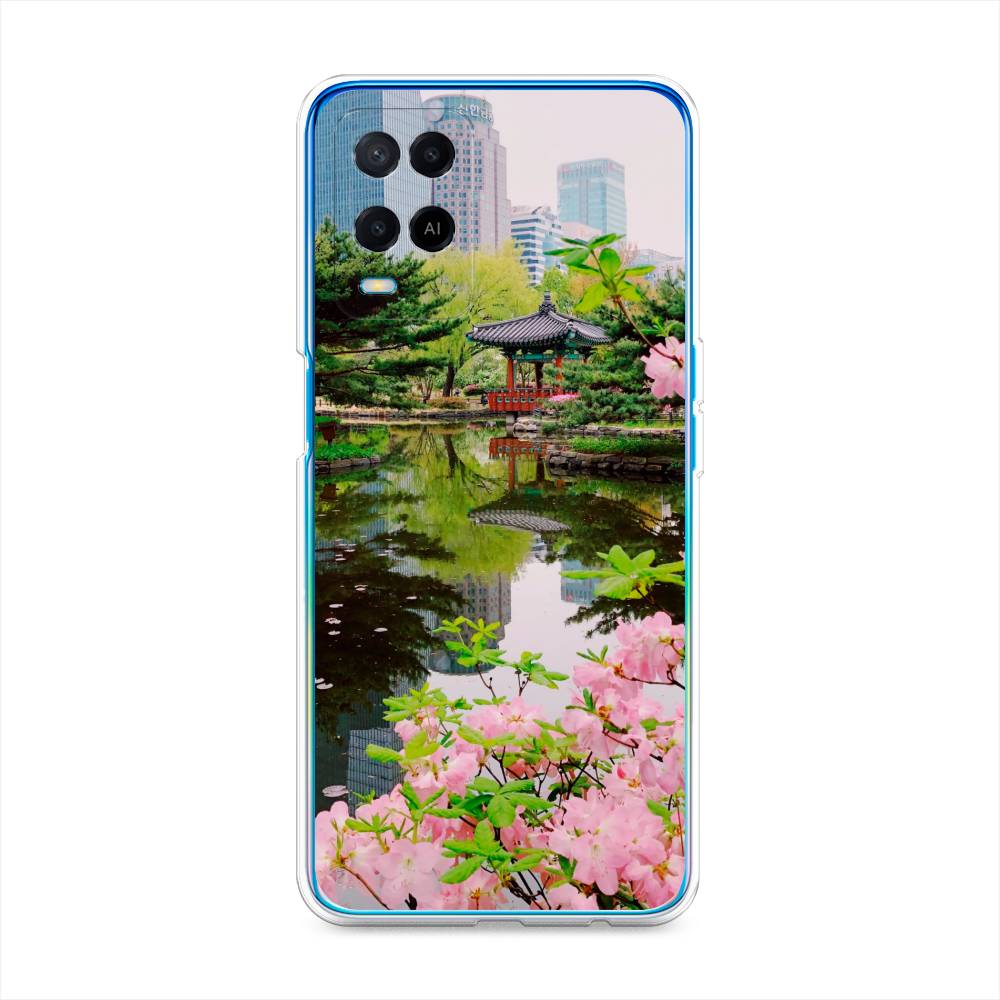 

Чехол для Oppo A54 "Сакура возле озера", Зеленый;розовый;голубой, 256150-2