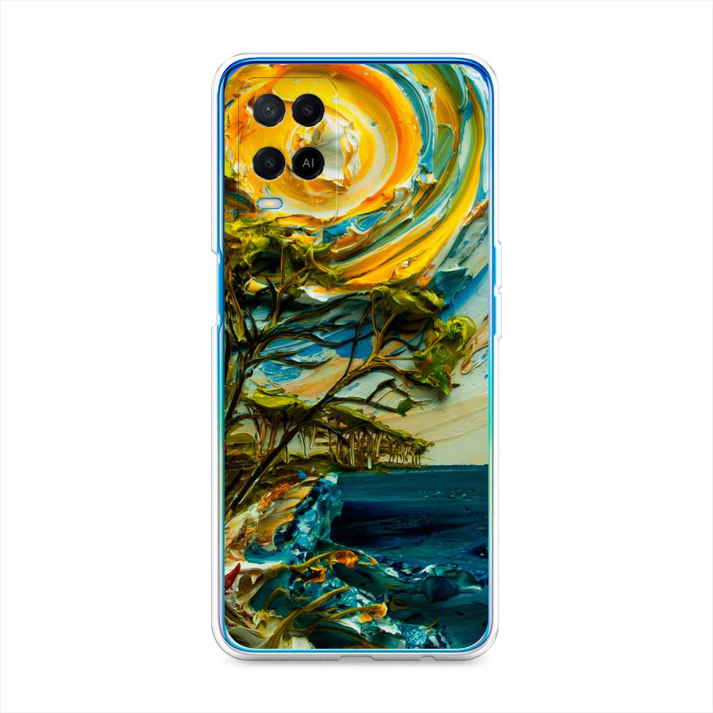 

Чехол для Oppo A54 "Солнце живопись", Желтый;синий, 256150-4