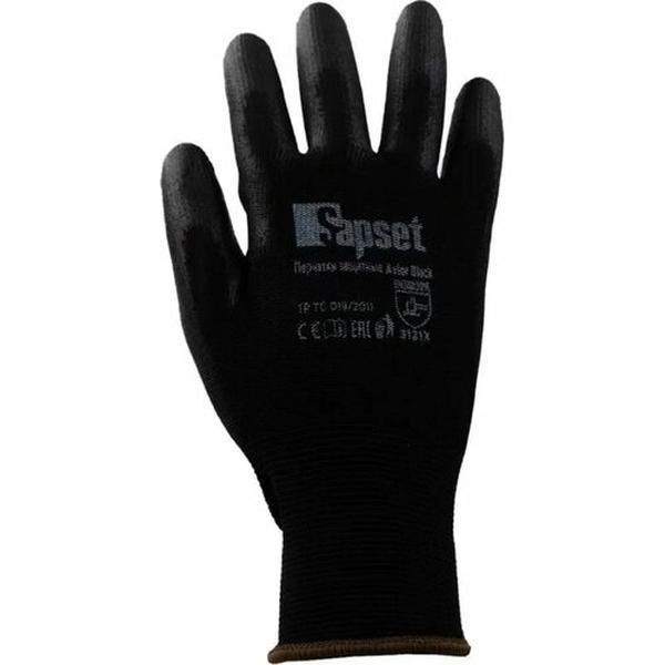Перчатки для складских и строительных работ с покрытием из полиуретана SAPSET Avior Black