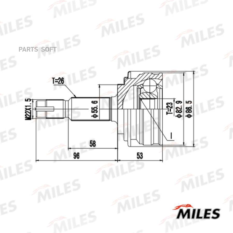 

MILES GA20730 ШРУС TOYOTA YARIS II 1.3-1.5 07-08 нар.