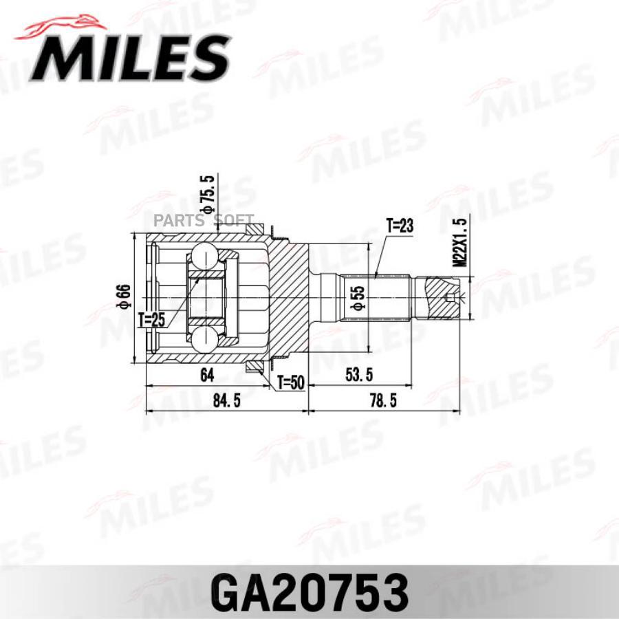

MILES GA20753 ШРУС Honda Civic 1.6LS 16V 01> ABS нар.