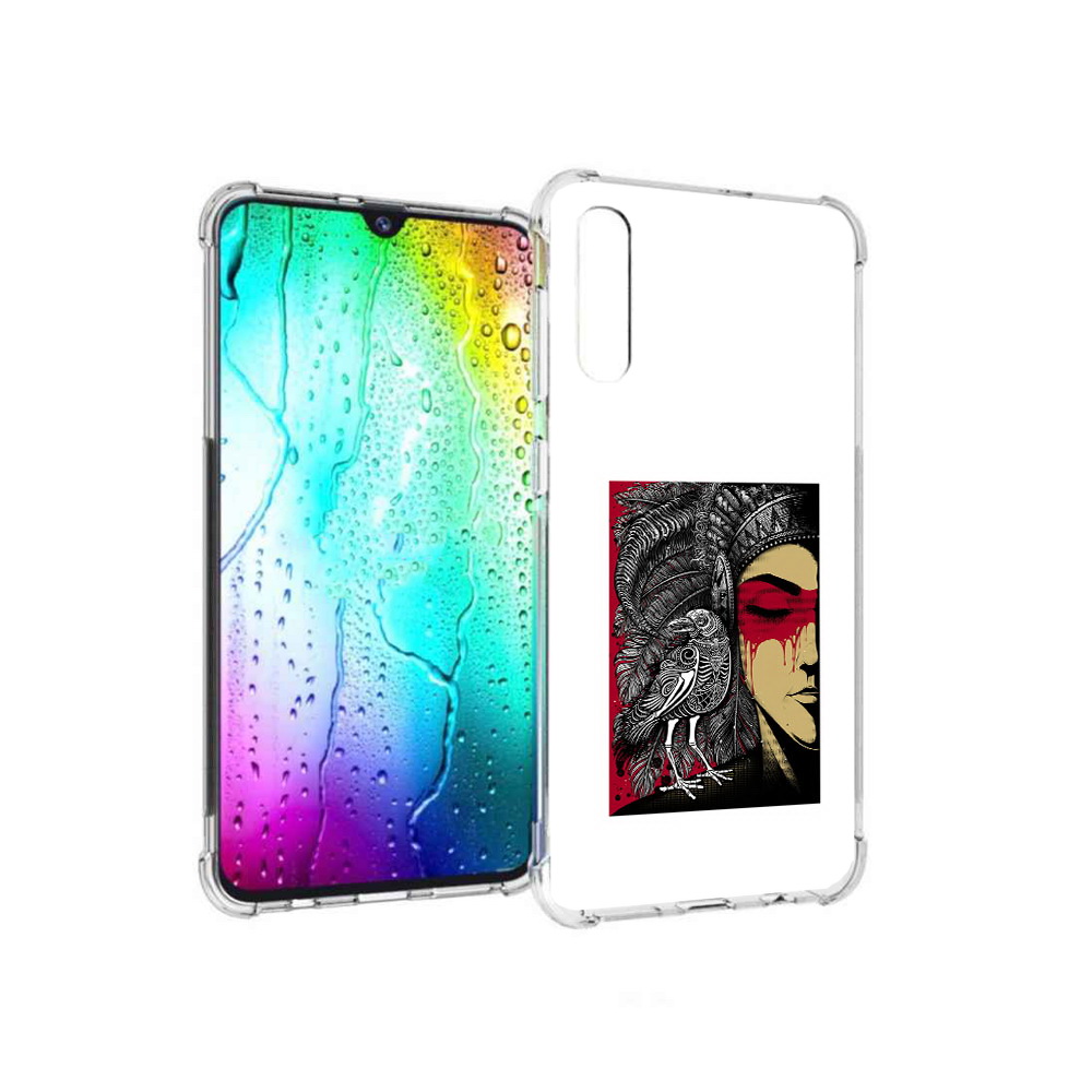 

Чехол MyPads Tocco для Samsung Galaxy A30s девушка с вороном в абстракции, Прозрачный, Tocco