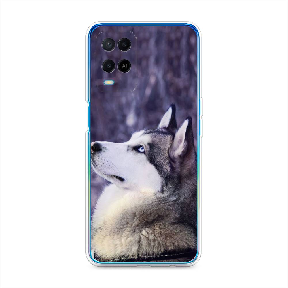 

Чехол для Oppo A54 "Хаски 1", Фиолетовый;белый, 256150-1