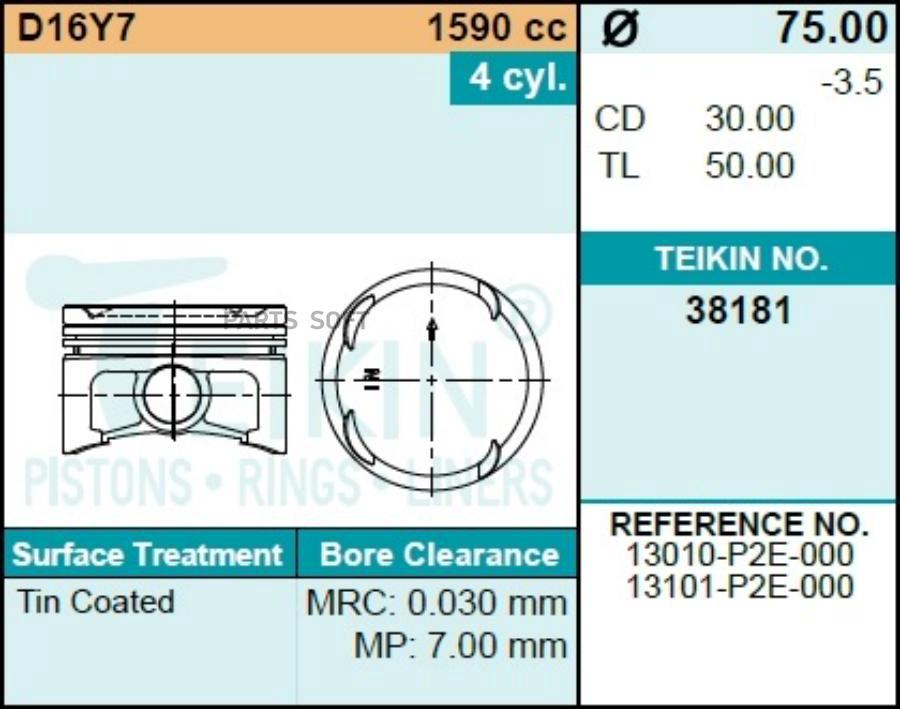 

Поршни на 4 цилиндра TEIKIN 38181050