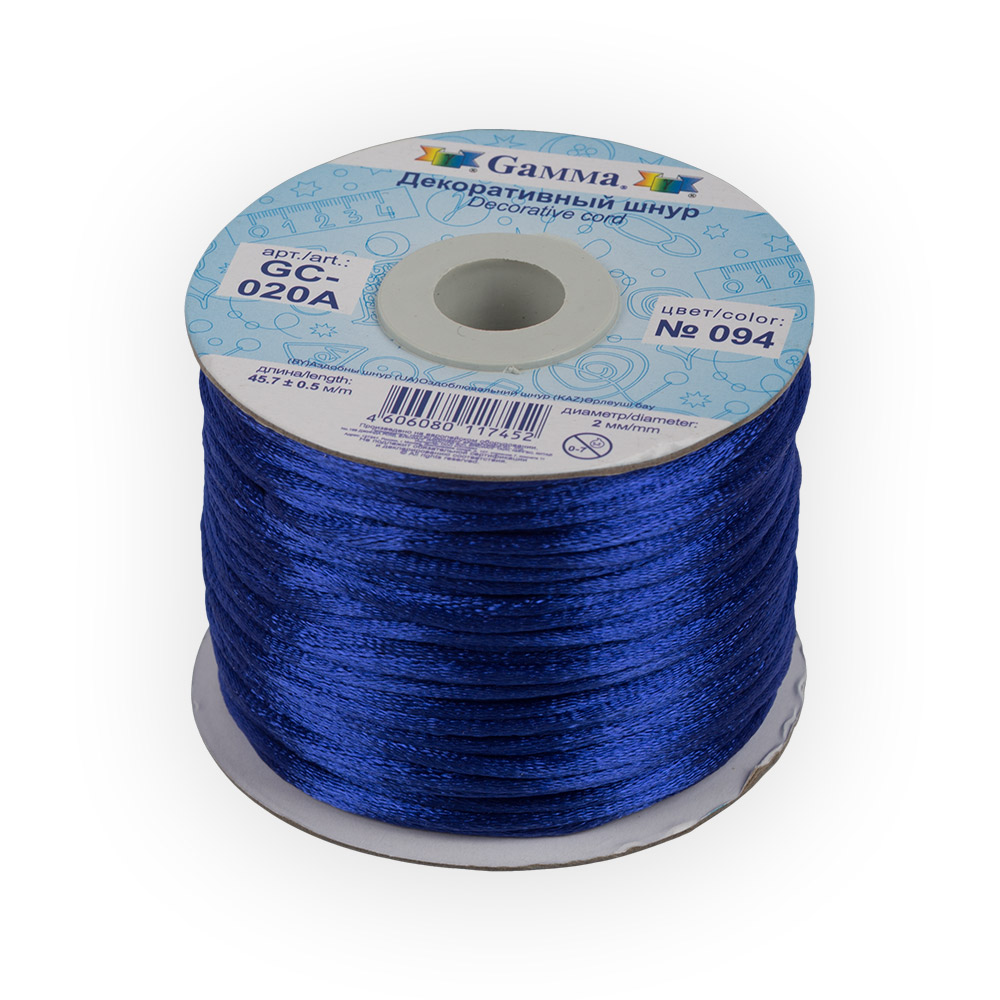 

Шнур Gamma 2 мм, отделочный, 45,7+-0,5 м, №094, синий, 2 мм, отделочный, 45,7+-0,5 м, №094, синий