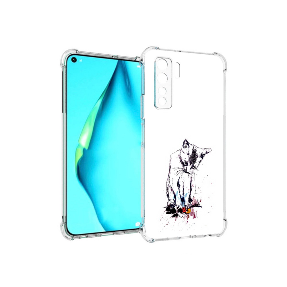 

Чехол MyPads Tocco для Huawei Nova 7 SE кот и микки, Прозрачный, Tocco