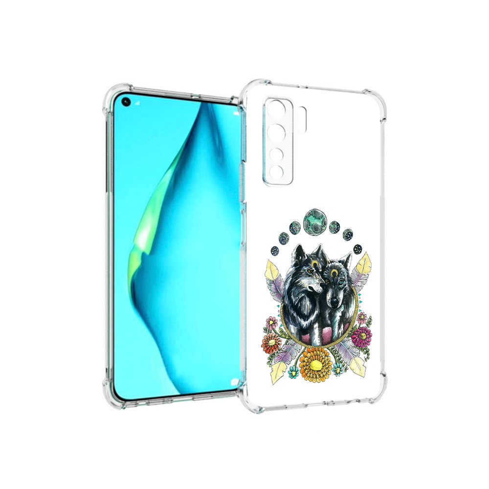 

Чехол MyPads Tocco для Huawei Nova 7 SE красивые волки абстракция, Прозрачный, Tocco