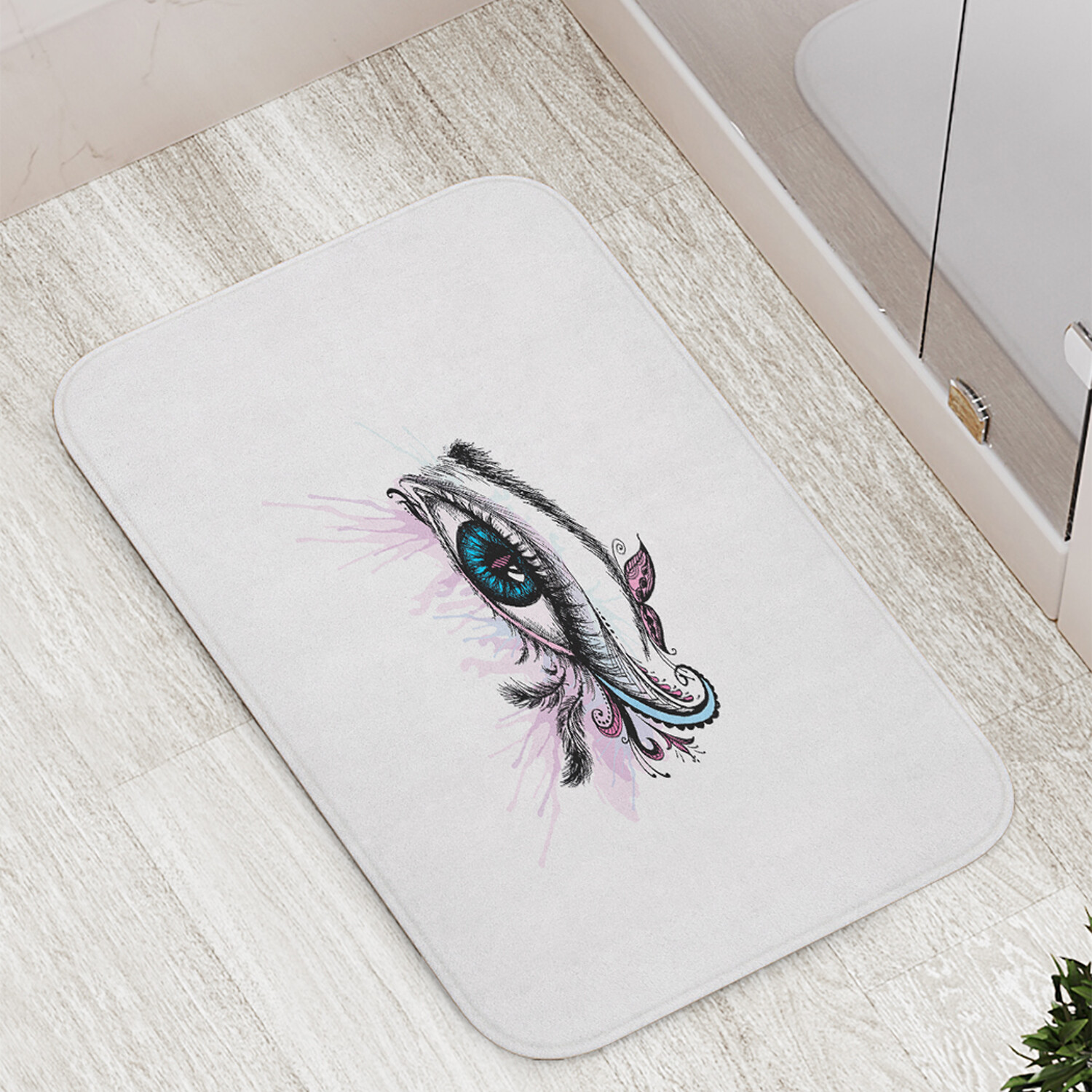 

Коврик противоскользящий JoyArty "Взгляд дудл" для ванной сауны бассейна 77х52 см, Взгляд дудл