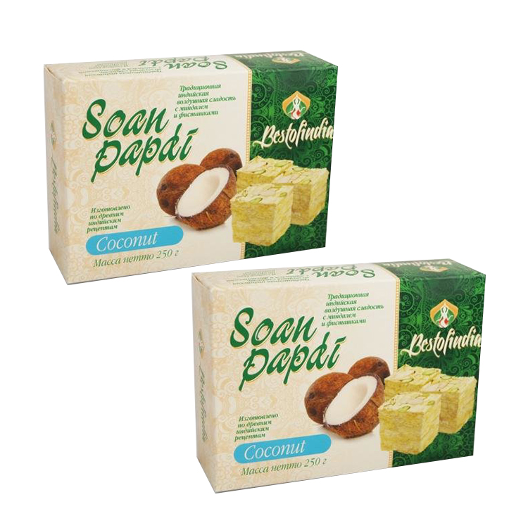 Халва Bestofindia Soan Papdi Coconut c миндалем и фисташками (2 шт. по 250 г)