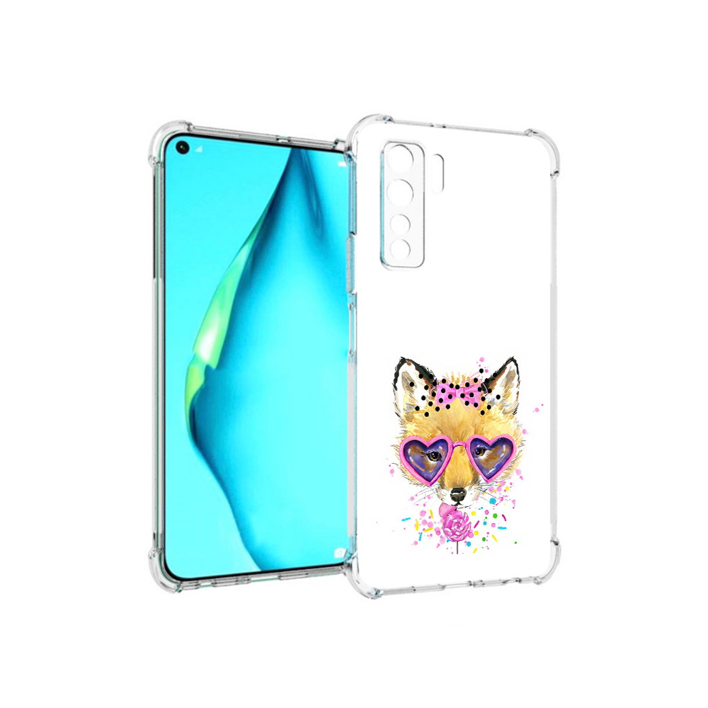 

Чехол MyPads Tocco для Huawei Nova 7 SE лисенок с бантиком, Прозрачный, Tocco
