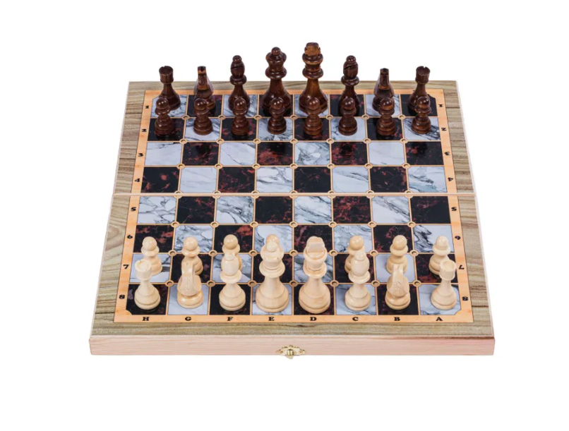 Шахматы Lavochkashop-Нарды Lavochkashop-шашки деревянные с рисунком под мрамор sh-012В