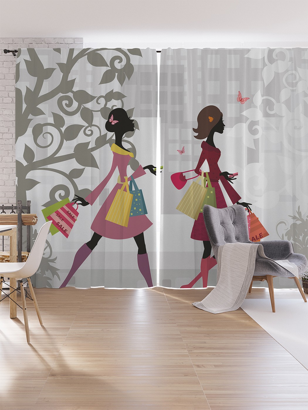 

Шторы под лён JoyArty "Женский шоппинг", серия Oxford DeLux, 340х265 см, Женский шоппинг