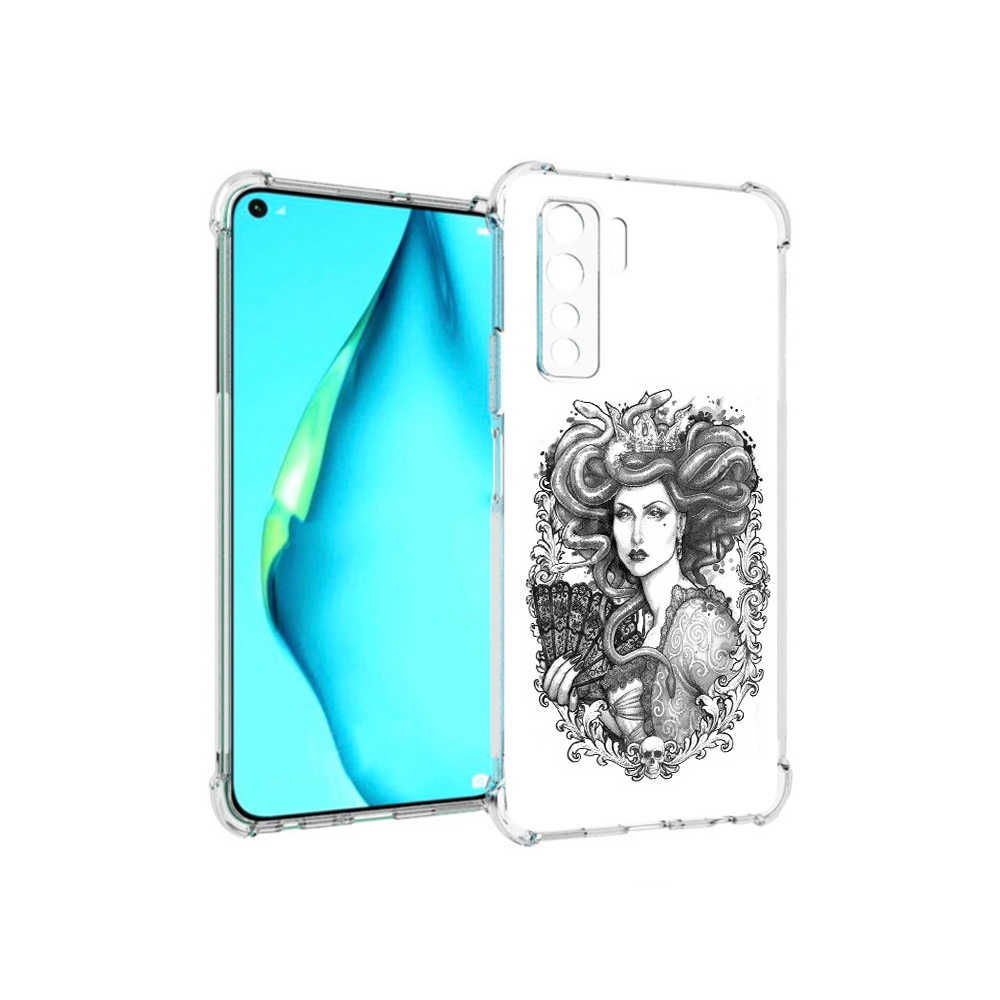 

Чехол MyPads Tocco для Huawei Nova 7 SE медуза черно белый, Прозрачный, Tocco