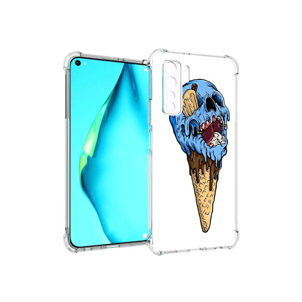 

Чехол MyPads Tocco для Huawei Nova 7 SE мороженное череп, Прозрачный, Tocco