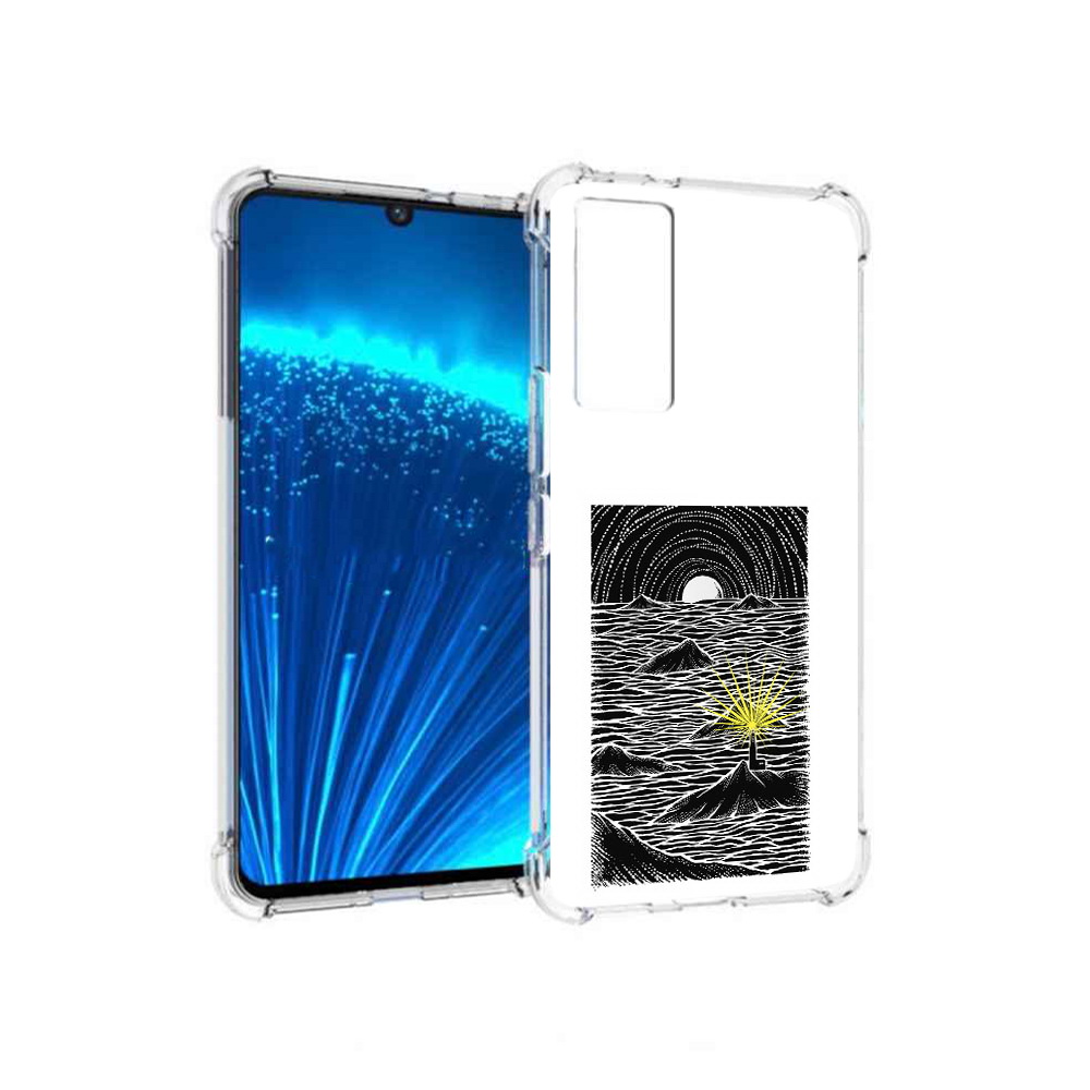 

Чехол MyPads Tocco для Vivo V21E маяк в черно белом море (PT226954.394.460), Прозрачный, Tocco